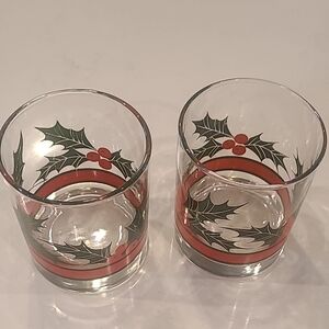 Vintage Set Holiday Holly Berry Glasses